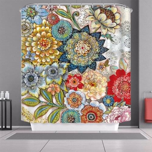 Color Flower 3D Digital Printing Shower Curtain for The Bathroom Polyester Waterproof and Mildew Proof Shower Curtain