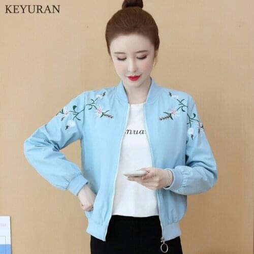 Womens Baseball Jackets Pink Autumn Causal Stand Neck Long Sleeve Embroidery Coats Loose Zippered Short Jacket Tops Plus Size