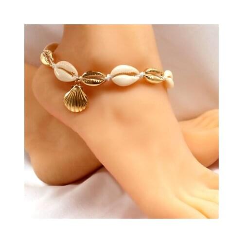 Boho Handmade Seashell Anklets for Women Foot Bracelet Vintage Punk Statement Natural Conch Shell Beach Charms Anklet