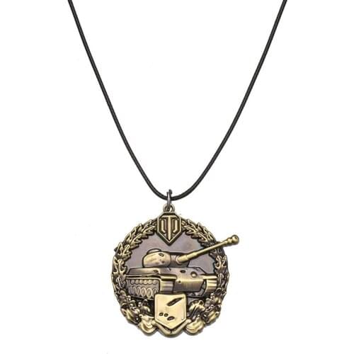 ZXMJ World of Tanks Zinc Alloy Pendant Necklace Classic Game Peripherals New for Game Lovers Fan gift Mens Fever Necklace