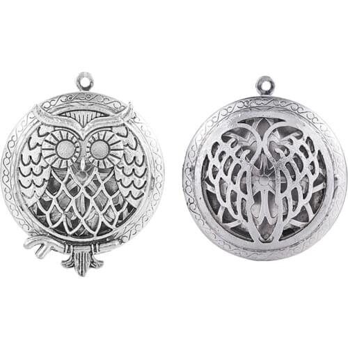 1Pc Antique Silver Color 25mm Photo Brass Perfume Aromatherapy essential oil Hollow Locket Diffuser Pendant For DIY Making