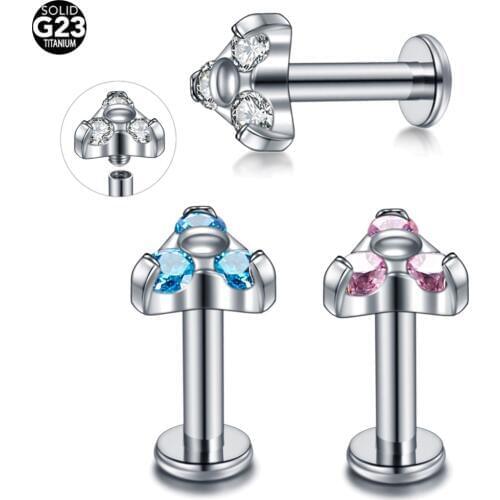 1PC Titanium 5mm Top Labret Piercing Internally Thread Helix Cartilage Tragus Earing Lip Stud Piercing Oreja Orelha Body Jewelry