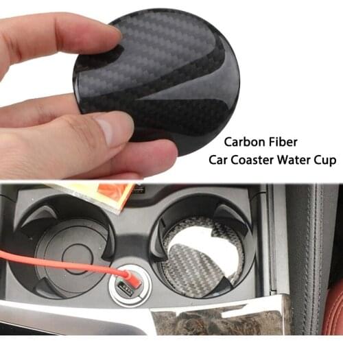 1 Pcs Carbon Fiber Car Coaster Water Cup Bottle Holder Anti-slip Mat Pad for BMW VW Car Decoration Practical Car Accessories