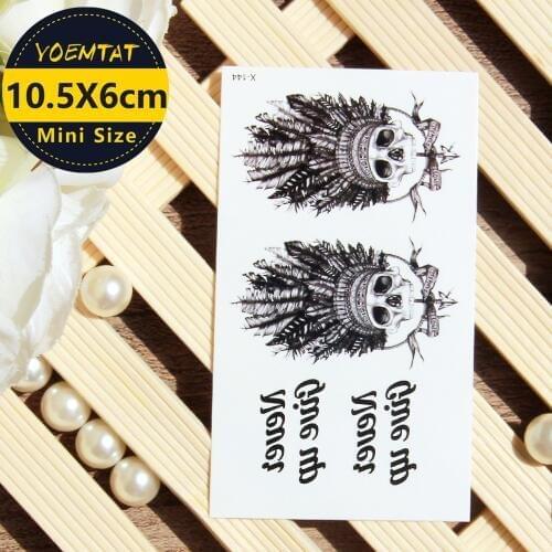 1 piece Waterproof Temporary Tattoo Sticker Skull head Water Transfer fake tattoo flash tattoo for girl women men