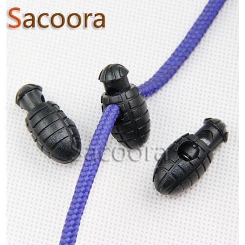 1000pcs/pack Plastic Black Grenade Style Cord Lock Stopper For Paracord/Shoe Lace Hole Size 5mm Free Shipping #C0009-B1