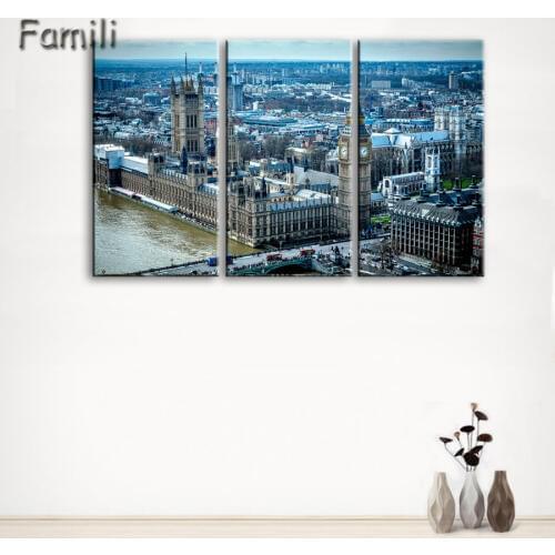 3 Panel Modern Printed London City Wall Painting Canvas Landscape Art Home Decor Wall Pictures For Living Room No Frame
