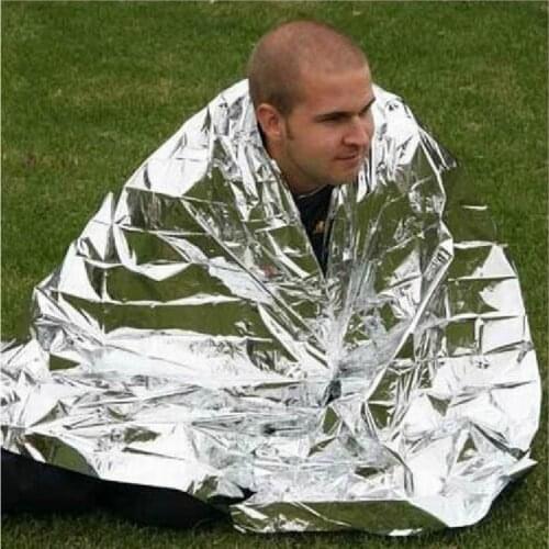 Hot sell 600pcs/lot Waterproof outdoor Emergency Survival Foil Thermal First Aid Rescue Blanket Silver