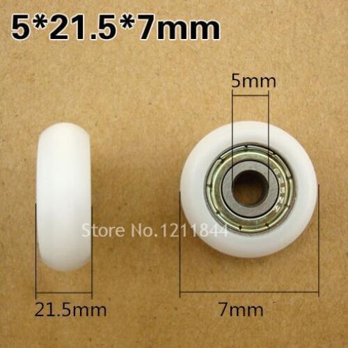 Free Shipping 10PCS M5 5x21.5x7mm pulley roller wheel with bearings