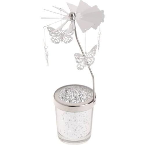 Rotary Spinning Tealight Candle Metal Tea Light Holder Carousel Home Decoration