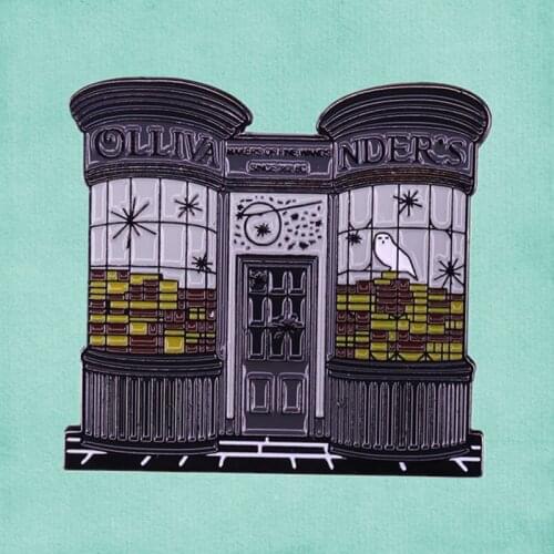 Instreet Ollivanders Wand Shop Enamel Pin HP Wizarding World Diagon Alley Wand Big House Magic wizard Brooch badge
