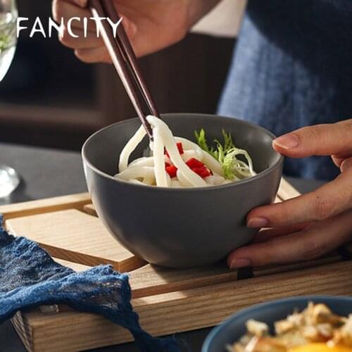 FANCITY Nordic rice bowl creative ins style simple household ceramic single eating bowl tableware bowl small soup bowl cereal