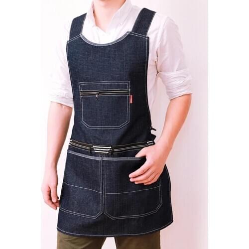Apron Jeans Custom Logo Wear-resistant Men Womens Work Clothes Milk Tea Shop Barber Vest Style Bib Apron