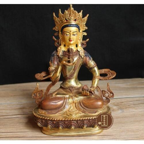 Buddha figure # efficacious HOME OFFICE House Protection Talisman # 21cm Tibetan Buddhism Vajrasattva GOLD brass Buddha statue