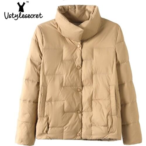 Ultralight Real White Duck Down Invierno Mujer Jacket Autumn 2021 Single Breast пальто женское Loose Short Female Parkas U10807