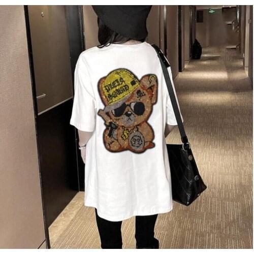 Hot sale New Female Fashion Summer Tops Women Diamonds tshirt Casual Hot drill Top Tee drop shipping