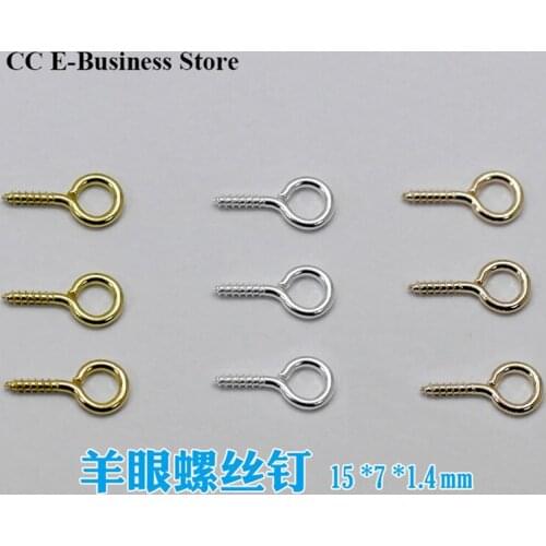 300pcs 15mm Gold/Chrome Eye Hook Screw Pin Metal Connector for Crystal Chandelier Lamp Accessories DIY Jewelry Finding DIY