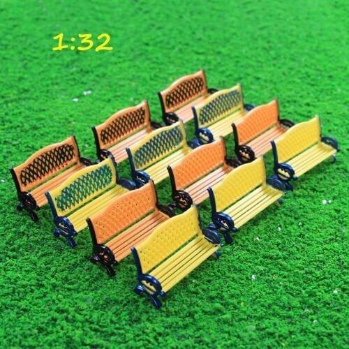 12pcs Model Train Platform Park Street Seats Bench Chair Settee 1:32 G O Scale ZY33032 courtyard chairs railway modeling