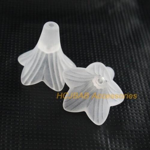 Fashion 25Pcs White Acrylic Plastic Horn Flower Spacer Beads End Caps Charms 22mm
