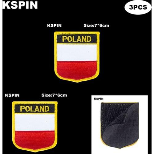 National Flag Patch Hook Loop Poland Badges Armband 3D Stick on Jacket Backpack Stickers