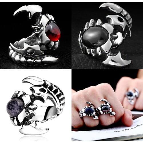 316L Big CZ Scorpion Skull Men Calvarium Punk Vintage Ring Gothic High Quality Stainless Steel Biker Rings Motorcycle jewellery