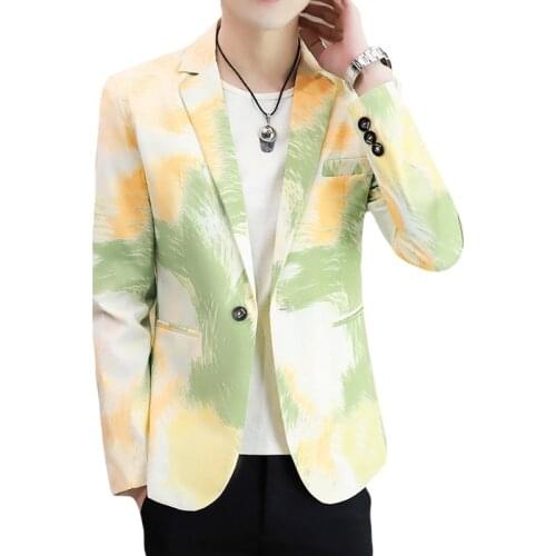2021 New Mens Colorful Slim-Fit Printed blazer Teenagers Spring Leisure blazers