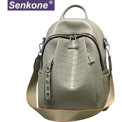 New Arrival Women Backpack 100% Genuine Leather Ladies Travel Bags Preppy Style Schoolbags For Girls Knapsack Holiday Bagpack