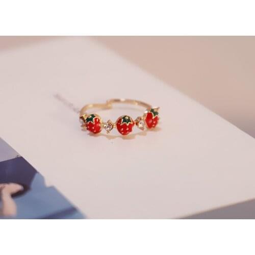 New Lovely Sweet Strawberry Ring Crown Heart Rhinestone Finger Rings,Fashion Jewelry wholesale