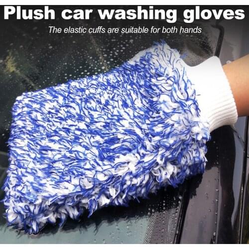 Car Wash Glove Coral Mitt Soft Anti-scratch for Car Wash Multifunction Thick Cleaning Glove Car Wax Detailing Brush Color Random