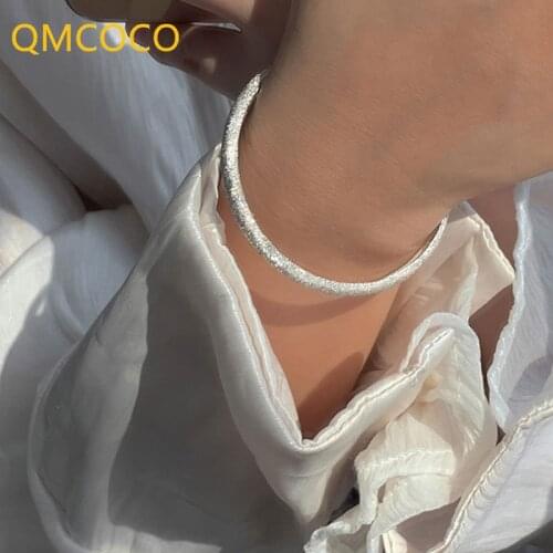 QMCOCO 925 Silver Bracelet INS Fashion Vintage Simple Irregular Surface Geometry Fine Jewelry Party Accessories For Woman