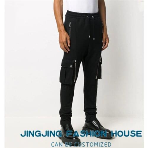 S-6XL!!New autumn youth European and American personality slim casual pants handsome mens cargo pants joker straight pants