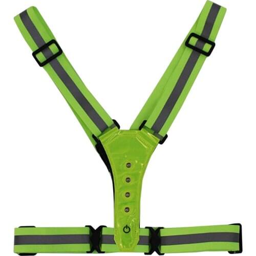 High Visibility LED Light Cycling Vest Outdoor Running Riding Reflective Safety Vest Adjustable Elastic Strap Fluorescence Work