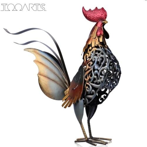 TOOARTS iron Rooster Metal Sculpture Carved Garden Decoration Furnishing Articles Artwork Home Decor Animal Craft Iron Art Gift