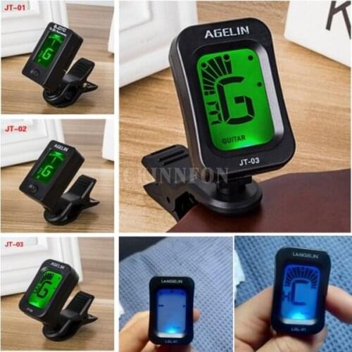 100Pcs/Lot Guitar Tuner Rotatable Clip-on Tuner LCD Display For Chromatic Acoustic Guitar Bass Ukulele Guitar Accessories