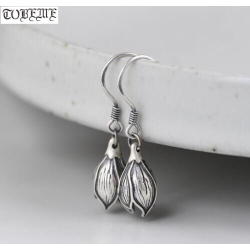 Handmade 100% 925 Silver Flower Earrings Thailand Silver Women Drop Earrings Pure Silver Bohemia Dangle Earrings
