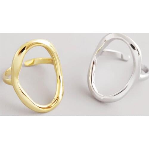 Sole Memory Hollow Creative Oval 925 Sterling Silver Female Resizable Opening Rings SRI643