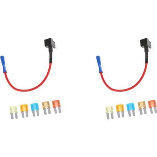 2 Pieces ADD Circuit Fuse Holder Tap and 10 PIECES 12V Micro Fuse 5A 7.5A 10A 15A 20A