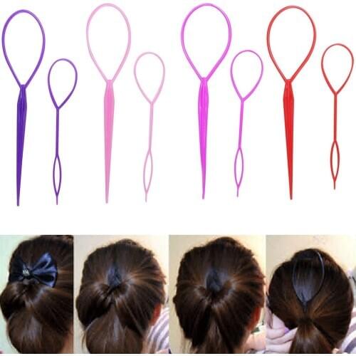 2Pcs/Set Magic Hair Bun Maker Hairband Hair Styling Braid Tool Women Girls Plate Pull Pins Styling Holder Quick Dish Headband