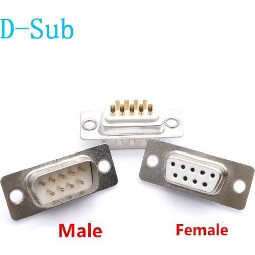 20psc Gold Plated DB9 2Rows White Parallel Port 9Pin D Sub Female/Male 9 Way Wire Solder Connector Socket Plug VGA Adapter
