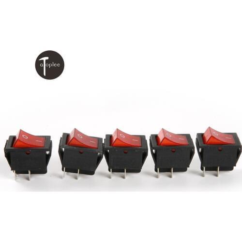 5/10pcs Red Color 16A 250V AC Push Button Switch 25.5x30.8mm 4 Feet 2 Gears On/Off Boat Rocker Switch