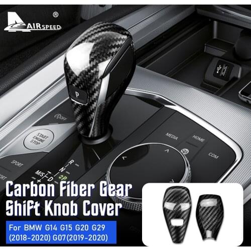 AIRSPEED for BMW G20 G29 G14 G15 X7 G07 Accessories Real Carbon Fiber Car Gear Shift Knob Cover Sticker Interior Trim Styling
