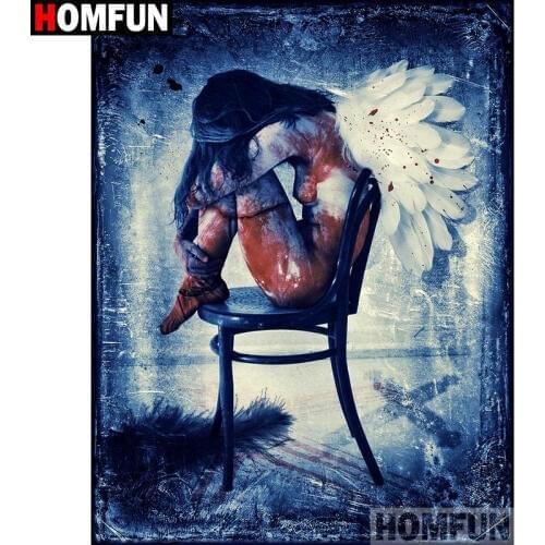 HOMFUN Full Square/Round Drill 5D DIY Diamond Painting "Beauty wings chair" 3D Diamond Embroidery Cross Stitch Home Decor A19711