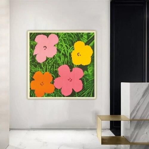 Andy Warhol《Flowers》Pop Art Canvas Oil Painting Artwork Poster Decorative Print Picture Wall Decor Home Decoration