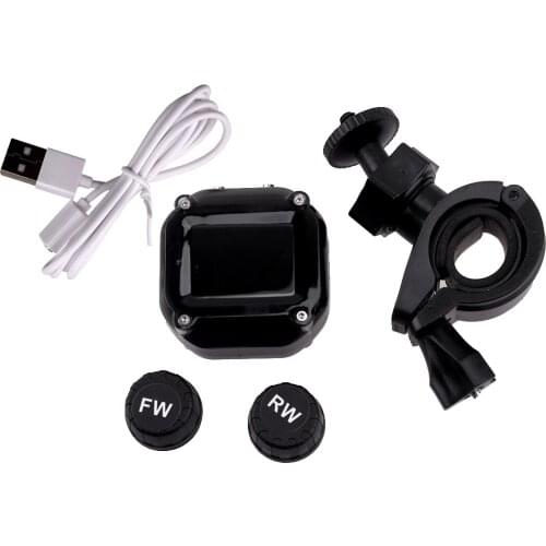 Wireless LCD Motorcycle TPMS Tire Pressure Monitor Systems with 2 Sensors Universal
