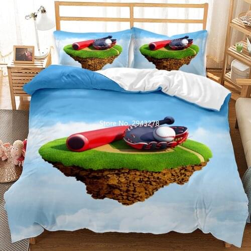 Baseball Series 3D-Printed Bedding Set Fashion Duvet Covered Pillowcase Bed Home Textile Adult Bedroom Decoration Full Size