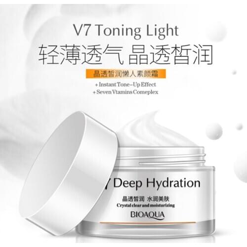 BIOAQUA V7 Series Crystal Clear Moisturizing Lazy Face Cream Vourishing Brightening Complexion Base Cream Skin Care Cosmetics