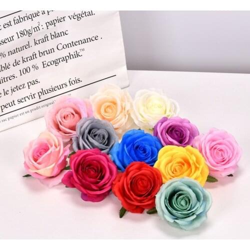 Big 10cm Artificial Flower Silk Rose Head Wedding Home Decoration Fake Flowers DIY Arch Wall Garden Decor Wreath Scrapbook