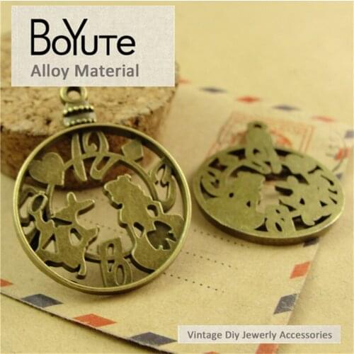 BoYuTe (40 Pieces/Lot) 28*38MM Antique Bronze Plated Zinc Alloy Metal Individuality Clock Pendant Charms for Diy Jewelry Making