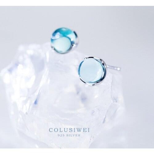 Colusiwei Dazzling Aurora Stud Earrings for Women 925 Sterling Silver Gradual change Crystal Valentines Day Gift Fine Jewelry