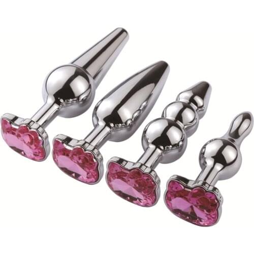 Colorful Metal Anal Plug Sex Toys Stainless Smooth Steel Butt Plug Tail Crystal Jewelry Trainer for Women Man Anal Dildo