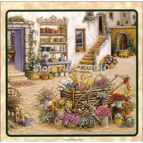 Flower garden scenery canvas prints oil painting wall art decoration picture on cavnvas mediterranean style oil painting